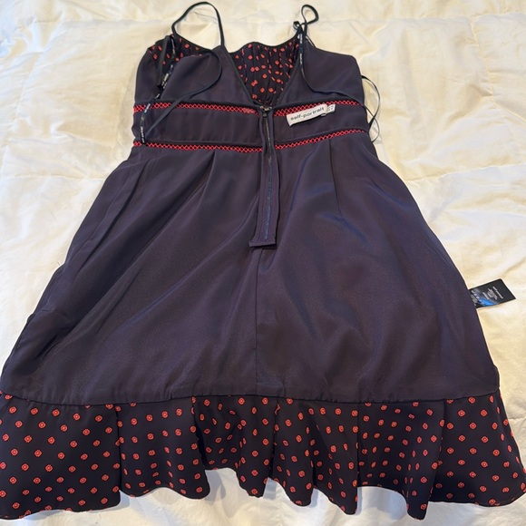 Self portrait polka dot cut out mini dress pockets  medium - Picture 12 of 17